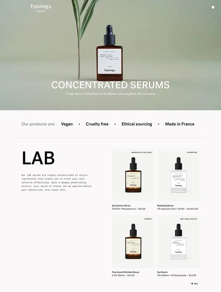 serum product landing page